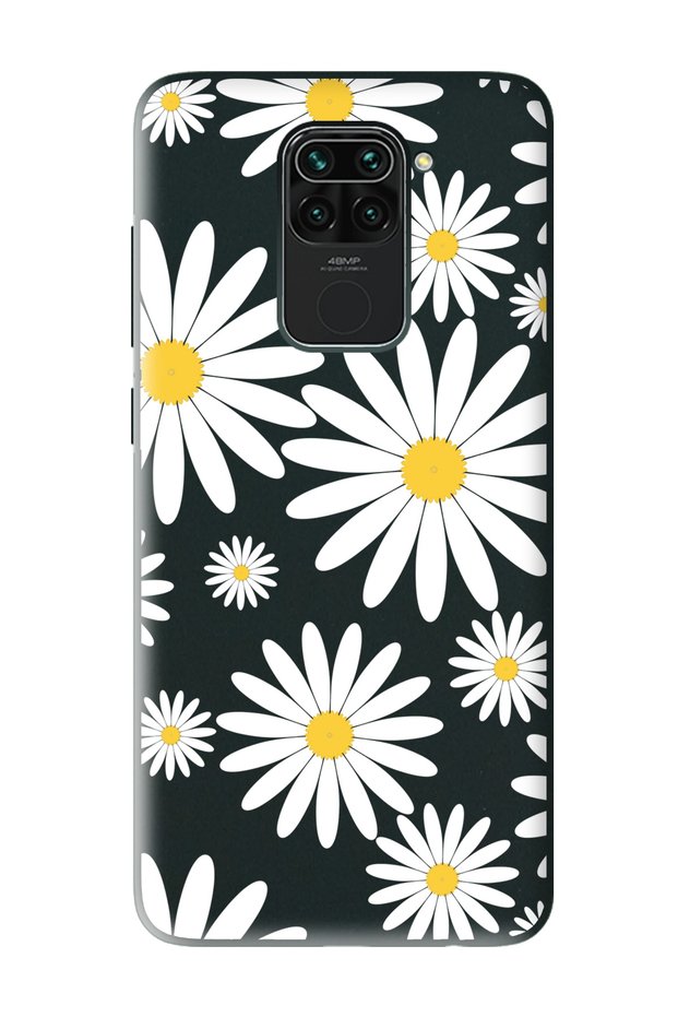 حافظة هاتف Xiaomi Redmi Note 9 متوافقة مع تصميم Big Daisy باللون الأسود
