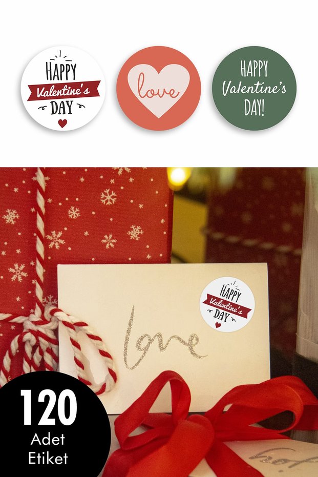 Valentine's Day Themed Round Adhesive Product Packaging , Package Label Sticker
