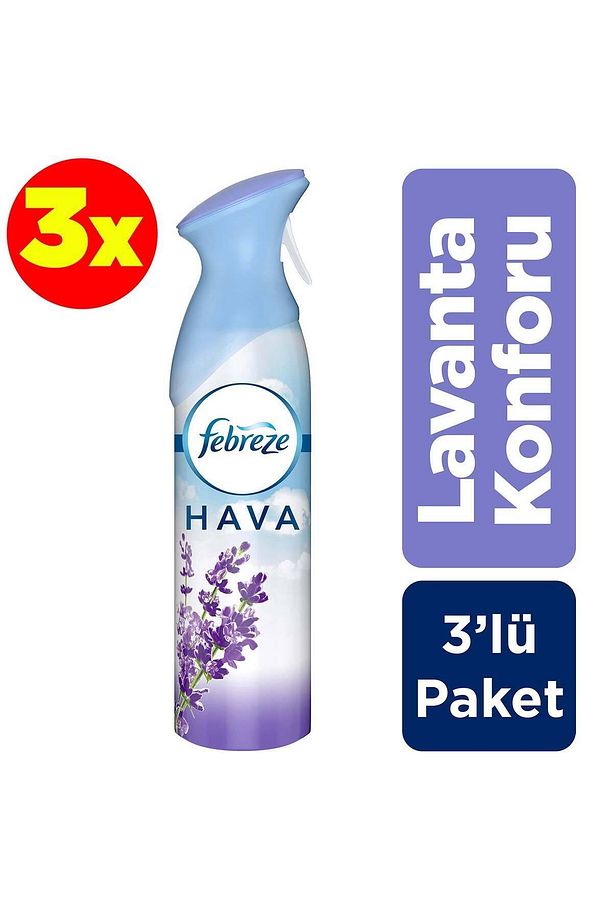 Hava Ferahlatıcı Sprey Oda Kokusu Lavanta Konforu 185 ml X 3 Adet - 1