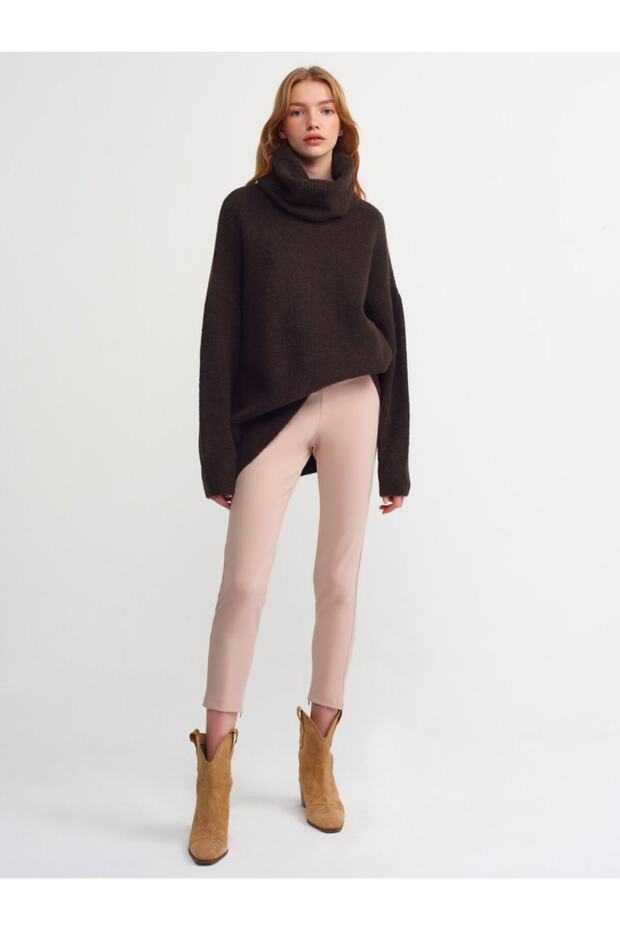 2268 Weiter Rollkragenpullover - Dunkelbraun - 2