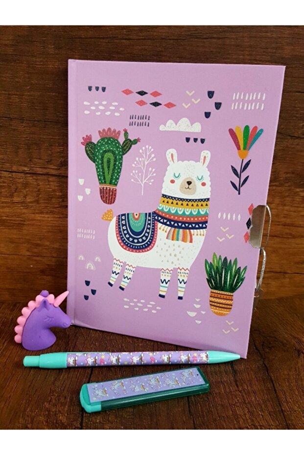 Lama Locked Scrapbook-Unicorn Versatil Pen, Unicorn Nib, Unicorn Eraser Set - 1