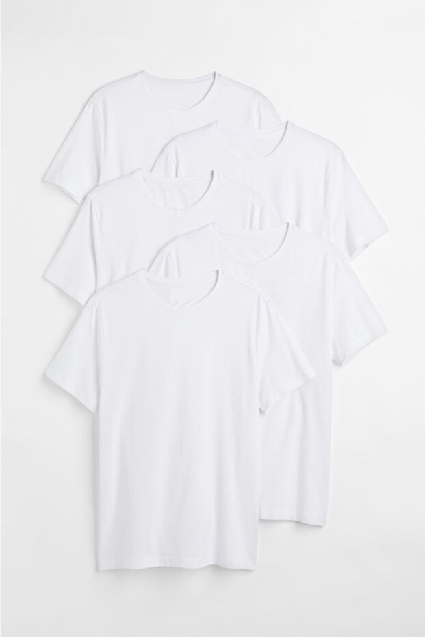 Erkek Slim Fit Basic T-shirt 5'li - 1