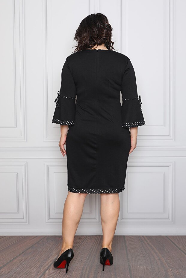Rochie de damă neagră cu buline - 5