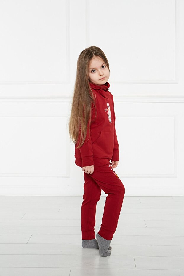 Children's Unisex Burgundy Indian Tracksuit Set Kidsabu