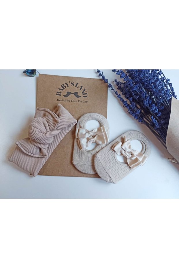 Baby Girl Socks Mink Rib Bandana and Mink Ballerina Socks Set