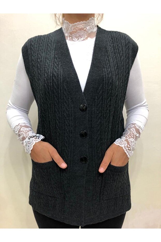 Ece Anne Kısa Düğmeli Yelek - 2