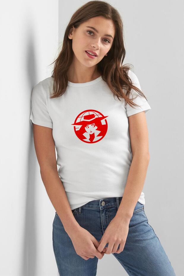 Carmen Sandiego Logo Red Women's White Tshirt