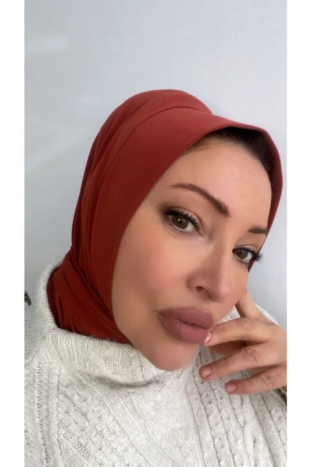 Women's Hijab Tile Snap Neck Collar Hijab Bonnet Model Scarf Shawl
