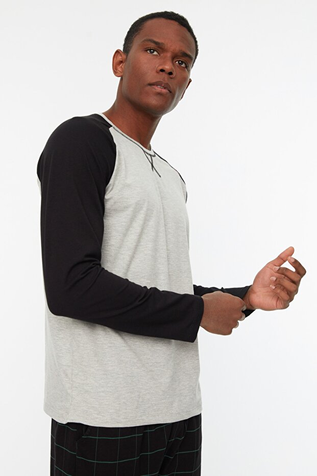 Yeşil %100 Regular Fit Pamuk Ekose Örme Pijama Takımı THMAW21PT0879 - 3