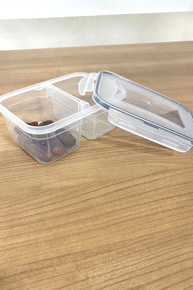 ® 2 Compartments 0.45+0.45 Liter Lockable Storage Container with Lid Lc-524