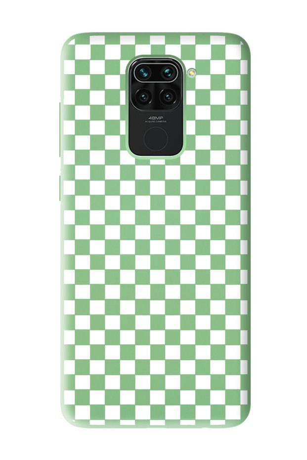 Xiaomi Redmi Note 9 Compatible Checkerboard Design Green Launch Phone Case