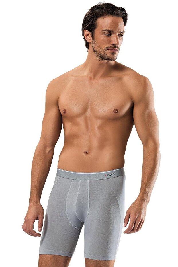 بوكسر طويل مدمج للرجال 6 قطع رمادي M-2xl