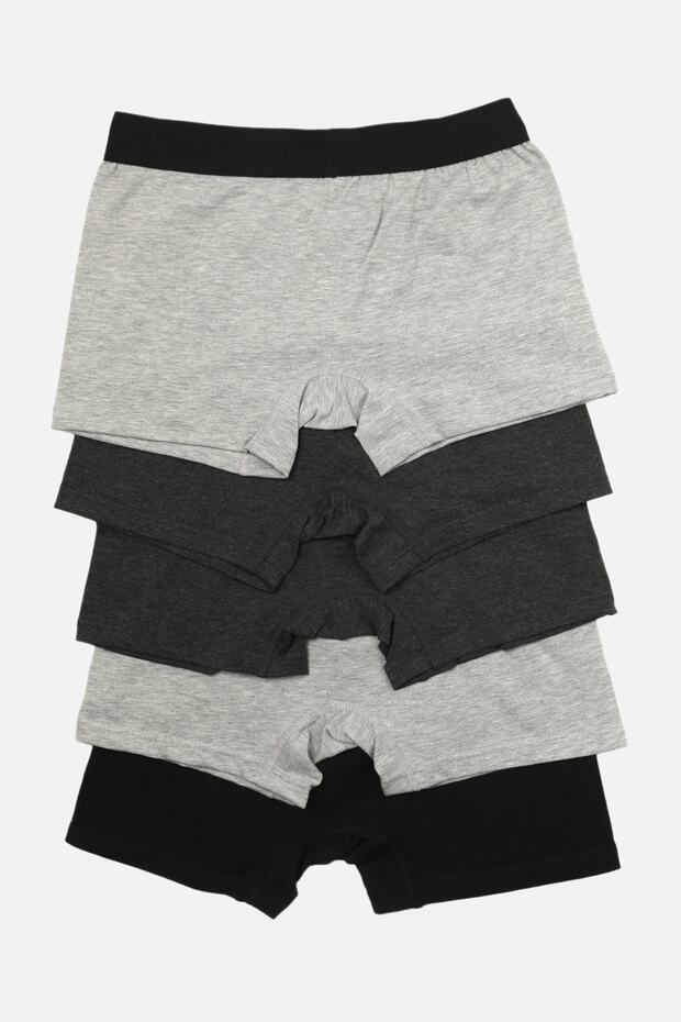 Siyah-Antrasit-Gri Çok Renkli Basic 5'li Paket Pamuklu Boxer TMNAW21BX0018 - 3