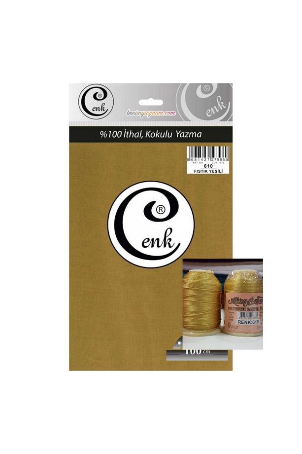 Dikişsiz Düz Yazma 100 Cm Fıstık Yeşili 610. Altınbaşak 20 Gr Oya Ipi Ile Birlikte - 1