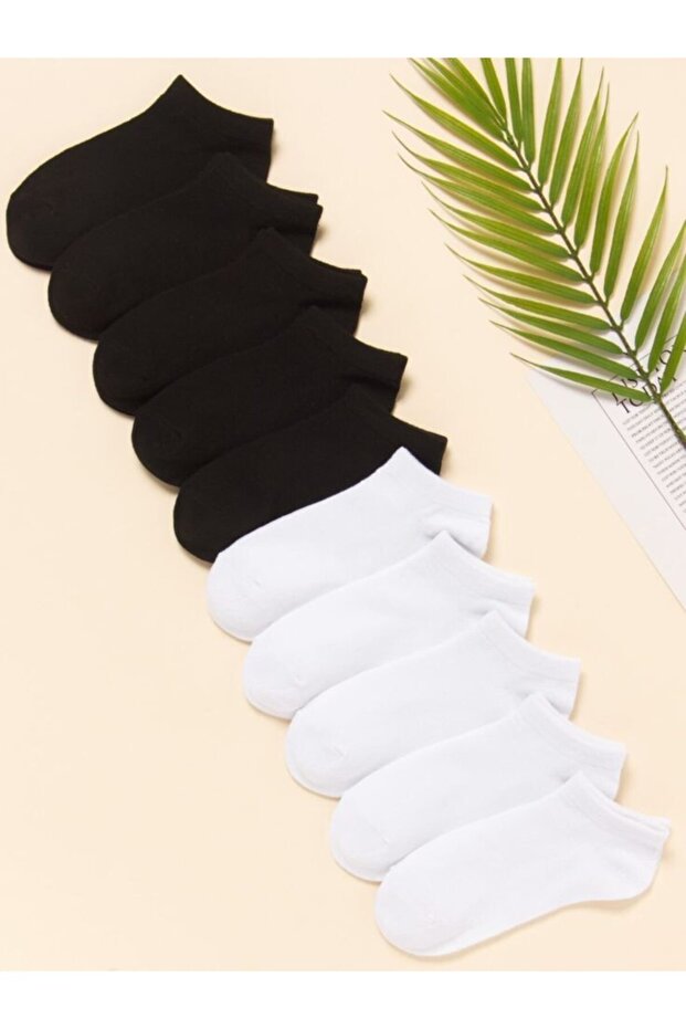 Pack of 10 Koton Women's Booties Socks Black/white