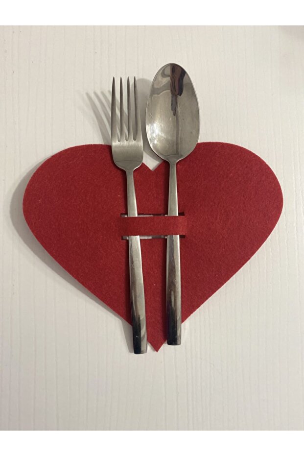 6 Pieces Red Heart Decorative Spoon Holder Presentation Holder (Valentine's Day)