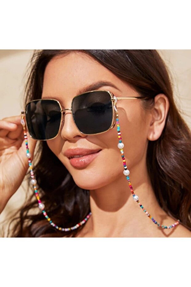 سلسلة نظارات شمسية نسائية مطرزة باللؤلؤ والرمال وحزام حبل النظارات