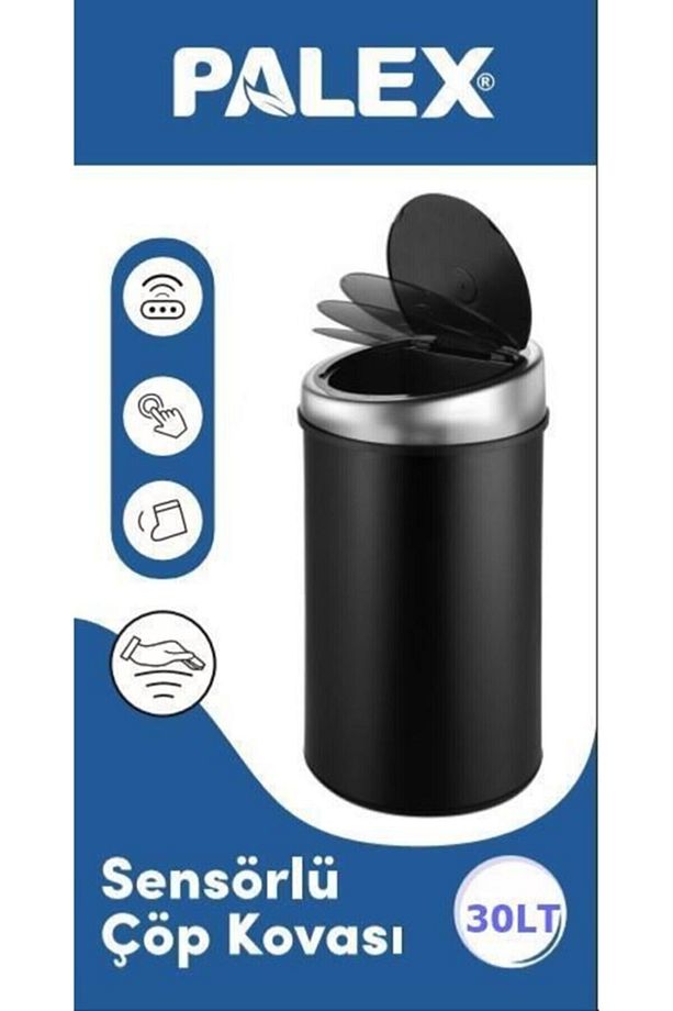 Sensörlü Şarjlı 30 Litre Siyah Çöp Kovası - 1