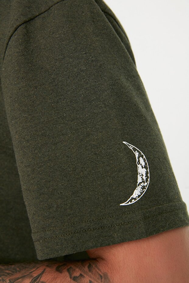 Haki Regular Fit Baskılı Örme Yazlık Şortlu Pijama Takımı THMSS21PT1005 - 4