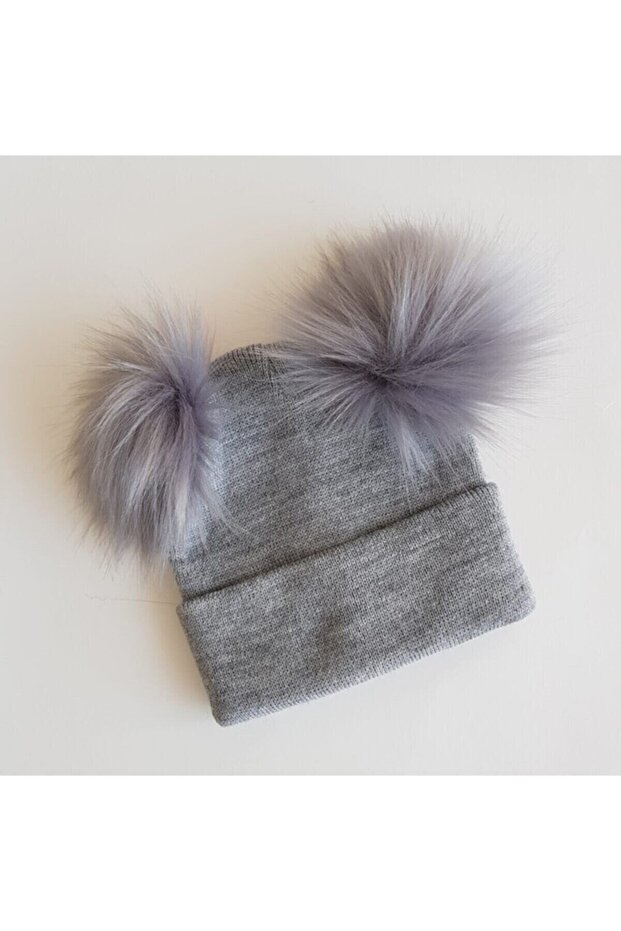Double Pompom Knitwear Baby Kids Beanie