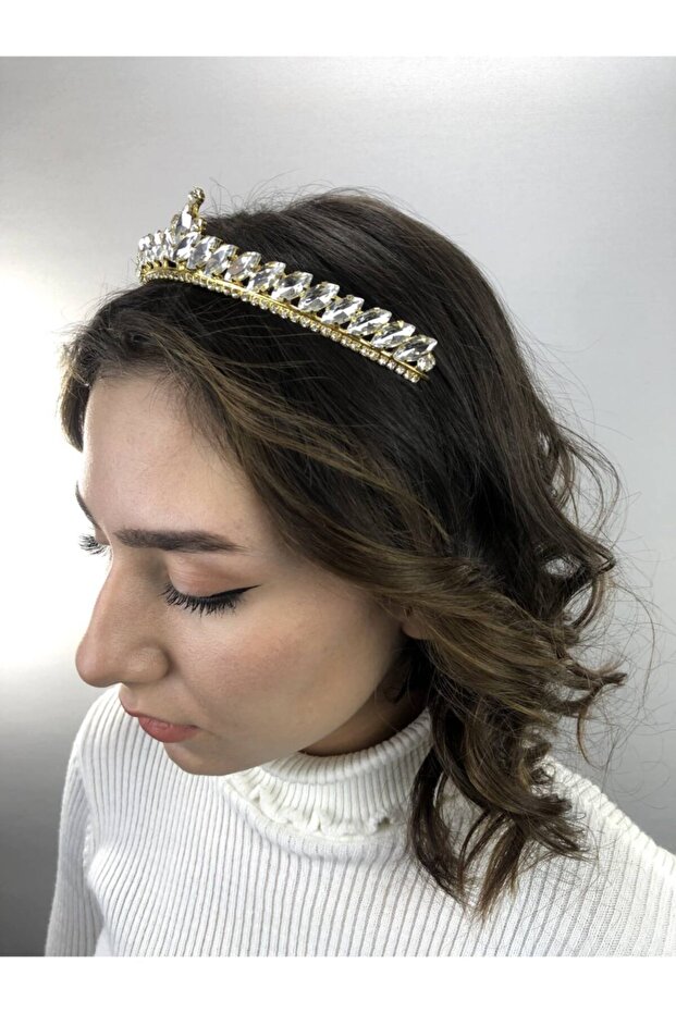 Transparent Gold Isabella Model Henna Crown – Special Design, Accessory, Quality Production, Eye-Catching Style – Ma