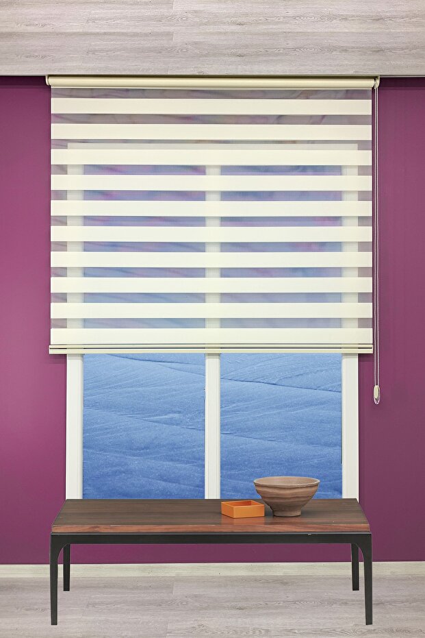 Ekru Krem Zebra Stor Perde - 1