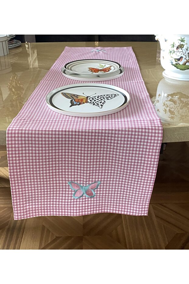 Light Pink Gingham Runner - 1