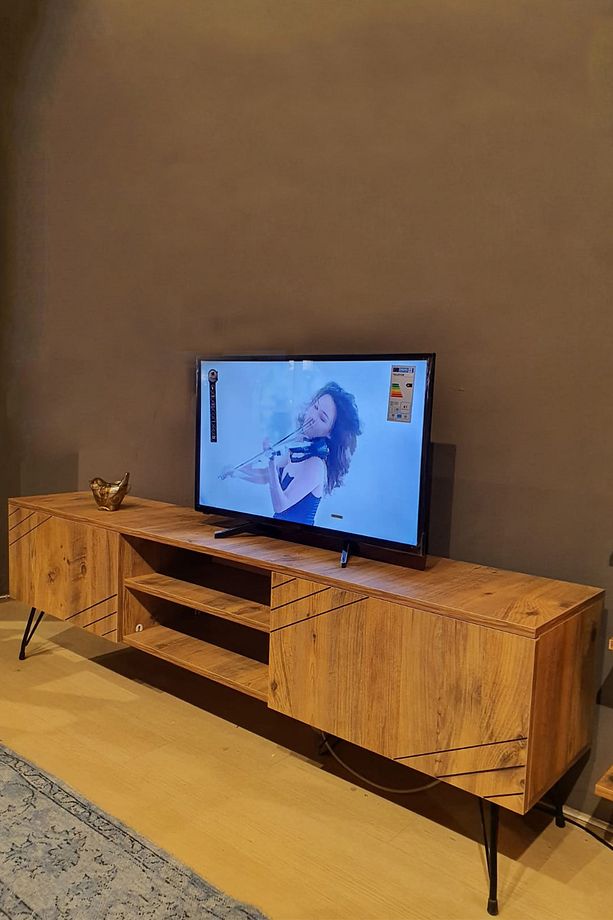 Ceviz Kare Çapraz Tv Ünitesi Tek Alt - 2