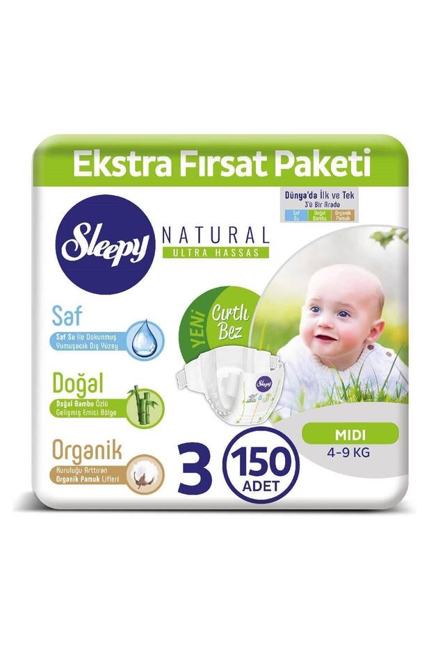 Natural Bebek Bezi 3 Numara Midi 150 Adet - 1