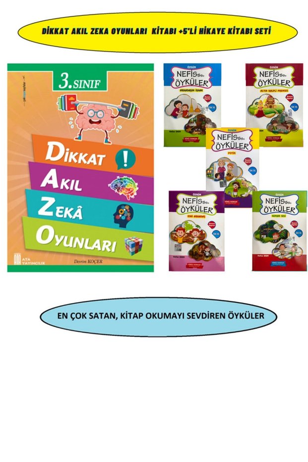 Dikkat Akıl Zeka Oyunları Kitabı +3Rd Grade Colorful 5-Story Storybook