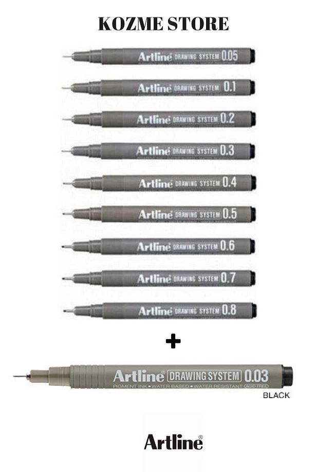 Drawing System Teknik Çizim Kalemi 10'lu Set (BRUSH YOK)-1 - 1
