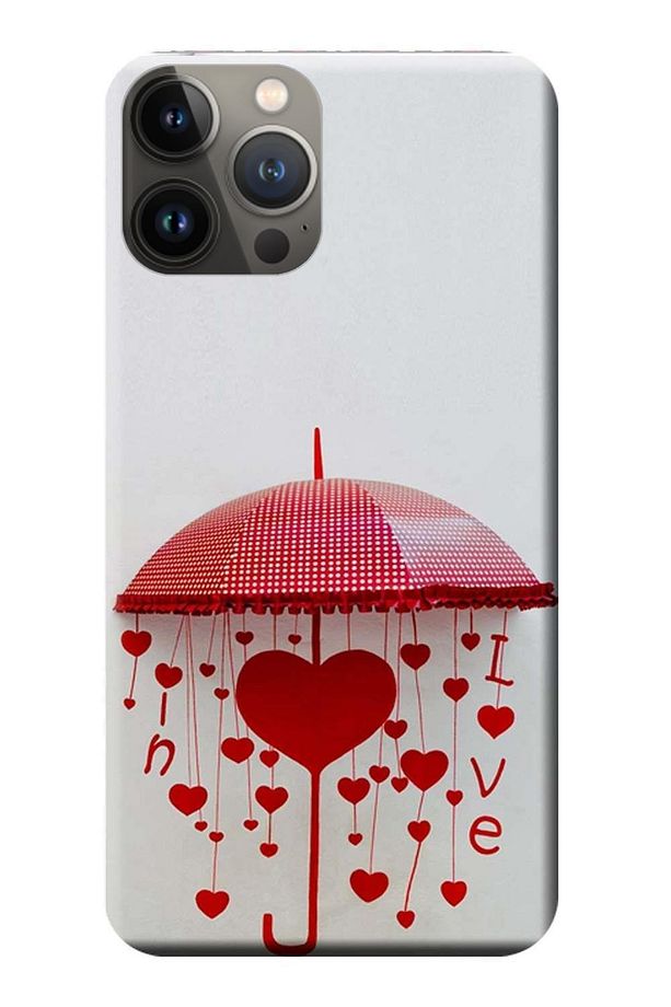 Iphone 13 Pro Max Uyumlu Kılıf Aşk Şemsiyesi Baskılı Esnek Tpu Silikon - 1