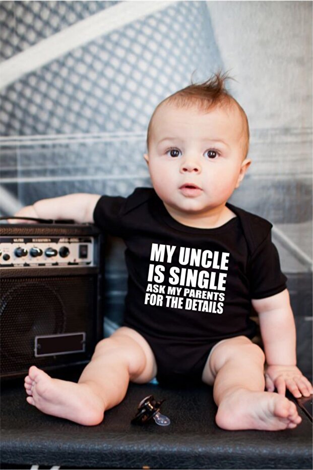 My Uncle Is Single Design Black Baby Zıbın Body