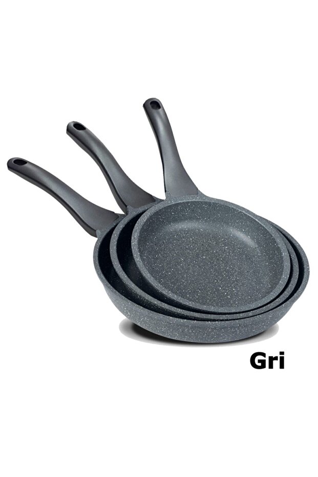 3'lü Tava Seti Gri 20 Cm 24 Cm 28 Cm - 2