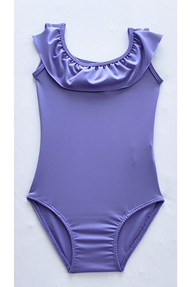 Girl's Lilac Ruffle Collar Gymnastics Ballet Leotard