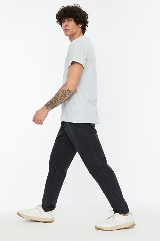 Siyah Relax Fit Boyfriend Jeans Kot Pantolon TMNAW21JE0286 - 4