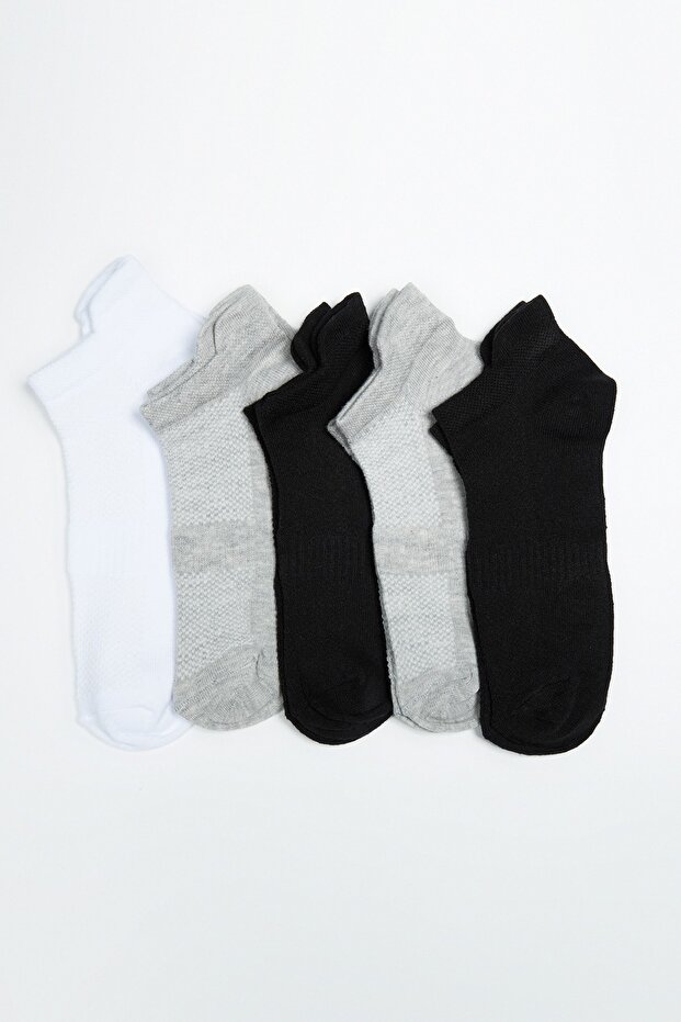 Gri 5'li Paket Pamuklu Örme Spor Yoga Çorap TWOAW20CO0011 - 4