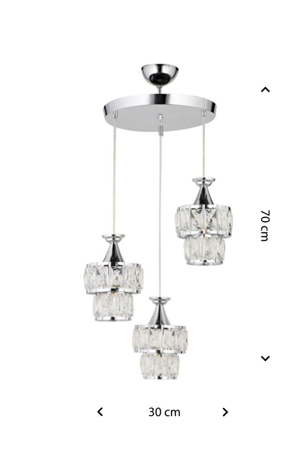 Miraç 3'lü Gümüş Sarkıt Avize - 5