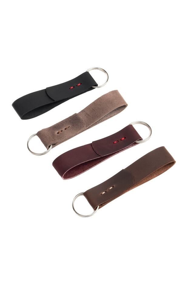 4 Pieces Genuine Leather Keychain