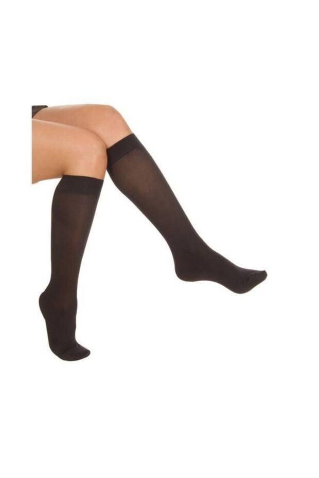 Women's 40 Den Medium Thick Knee-Length Boxed Mousse Trousers Socks - Black
