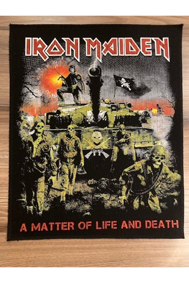 Iron Maiden - مسألة الحياة والموت - رقعة خلفية - رقعة خلفية مع زخرفة الحجاب ورقعة الجينز