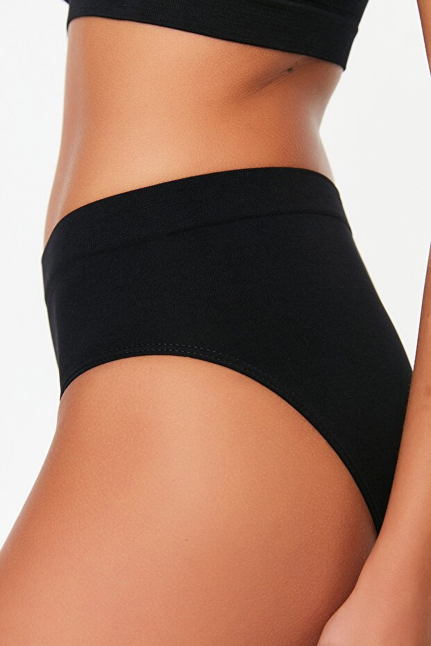 Siyah 2'li Paket Seamless/Dikişsiz Hipster Örme Külot THMAW22KU0013 - 4