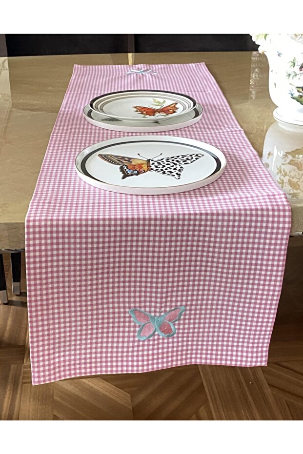 Light Pink Gingham Runner - 2