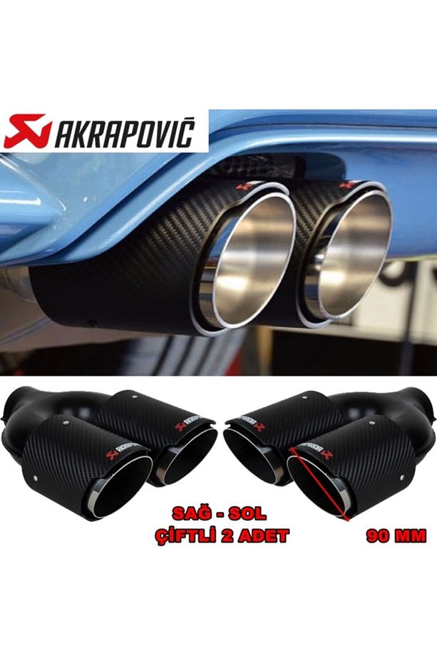 Akrapoviç Karbon Egzoz Ucu Çift Çıkış 90 Mm Arka Sağ-sol 2 Adet - 1