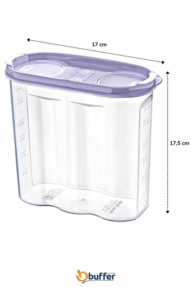 ® 8 Adet 2 Kapaklı Ölçekli Erzak Kuru Gıda Saklama Kutusu Kabı - 1,7 Litre - Sa935 - 5