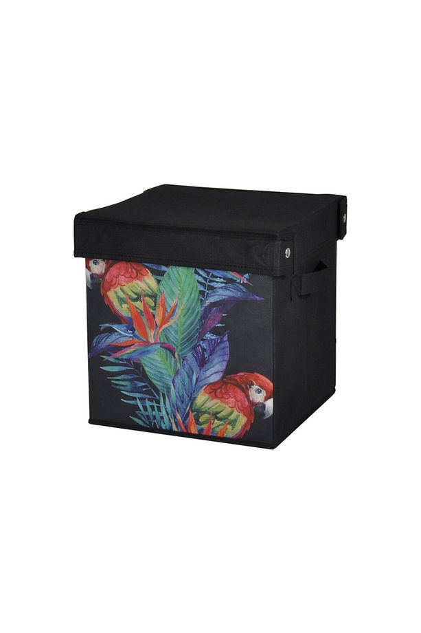 Saklama Kutusu Kapaklı Papağan Desen Kumaş 28x28x28cm 21 Litre - 1