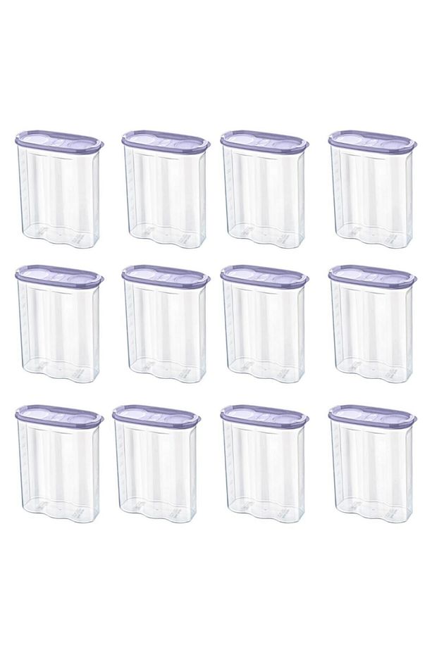 ® 12 Adet 2 Kapaklı Ölçekli Erzak Kuru Gıda Saklama Kutusu Kabı 2,4 Litre-sa940 - 1