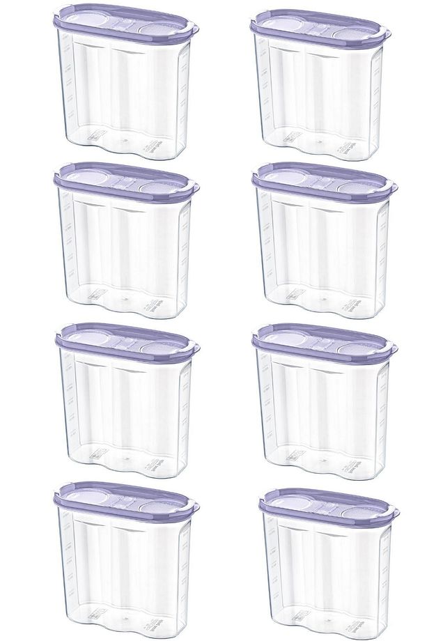 ® 8 Adet 2 Kapaklı Ölçekli Erzak Kuru Gıda Saklama Kutusu Kabı 2,4 Litre-sa940 - 1