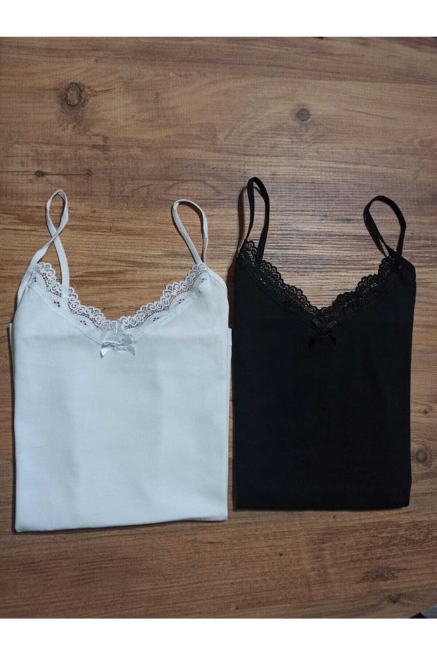 Women's Rope Strap Lace V-Neck 2-Piece Undershirt