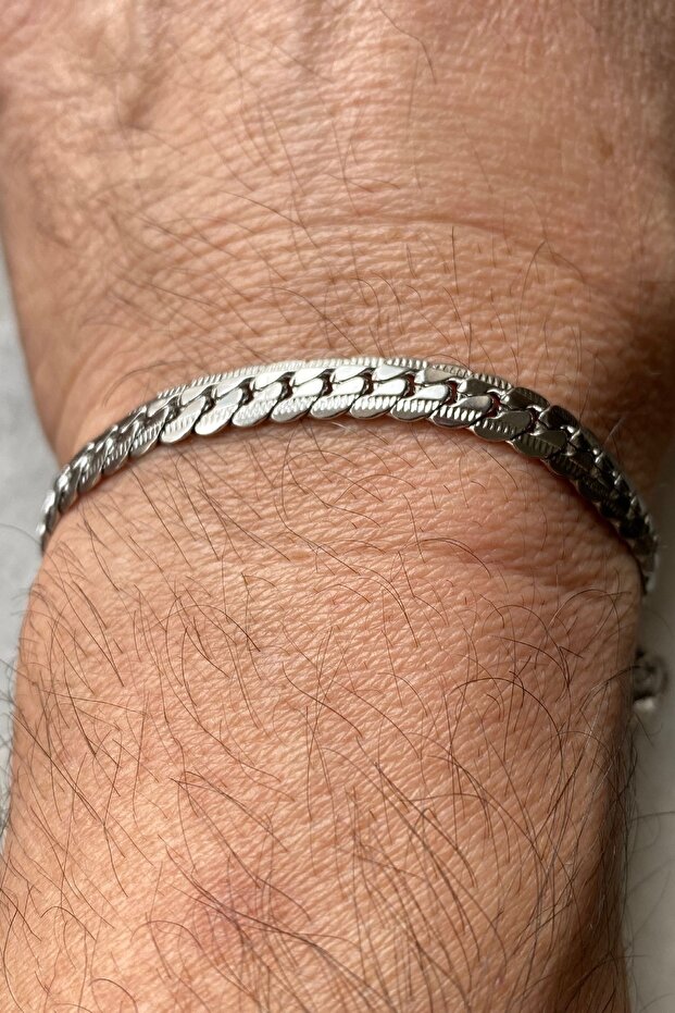 Knitted Model 316l Steel Silver Color Bracelet 21 cm